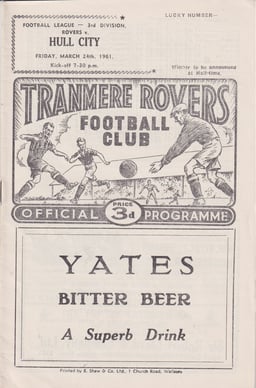 Tranmere Rovers v Hull City Match Programme 1961-03-24